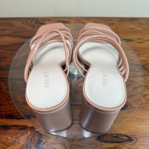 NEW NINE WEST Strappy Open Toe Heel Sandals Platform Block Heels - Picture 15 of 16